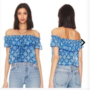 House of Harlow Garrett Top in Blue Tile Multi, Size: S
